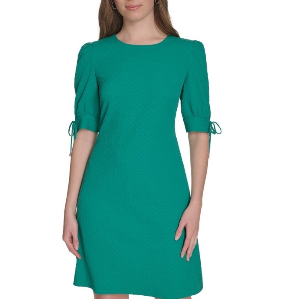 Tommy Hilfiger Sheath Dress Women 2 New Green Puff Sleeve MSRP $119